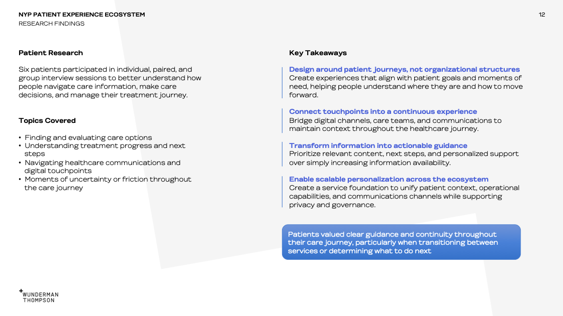 User research summary of interviews.